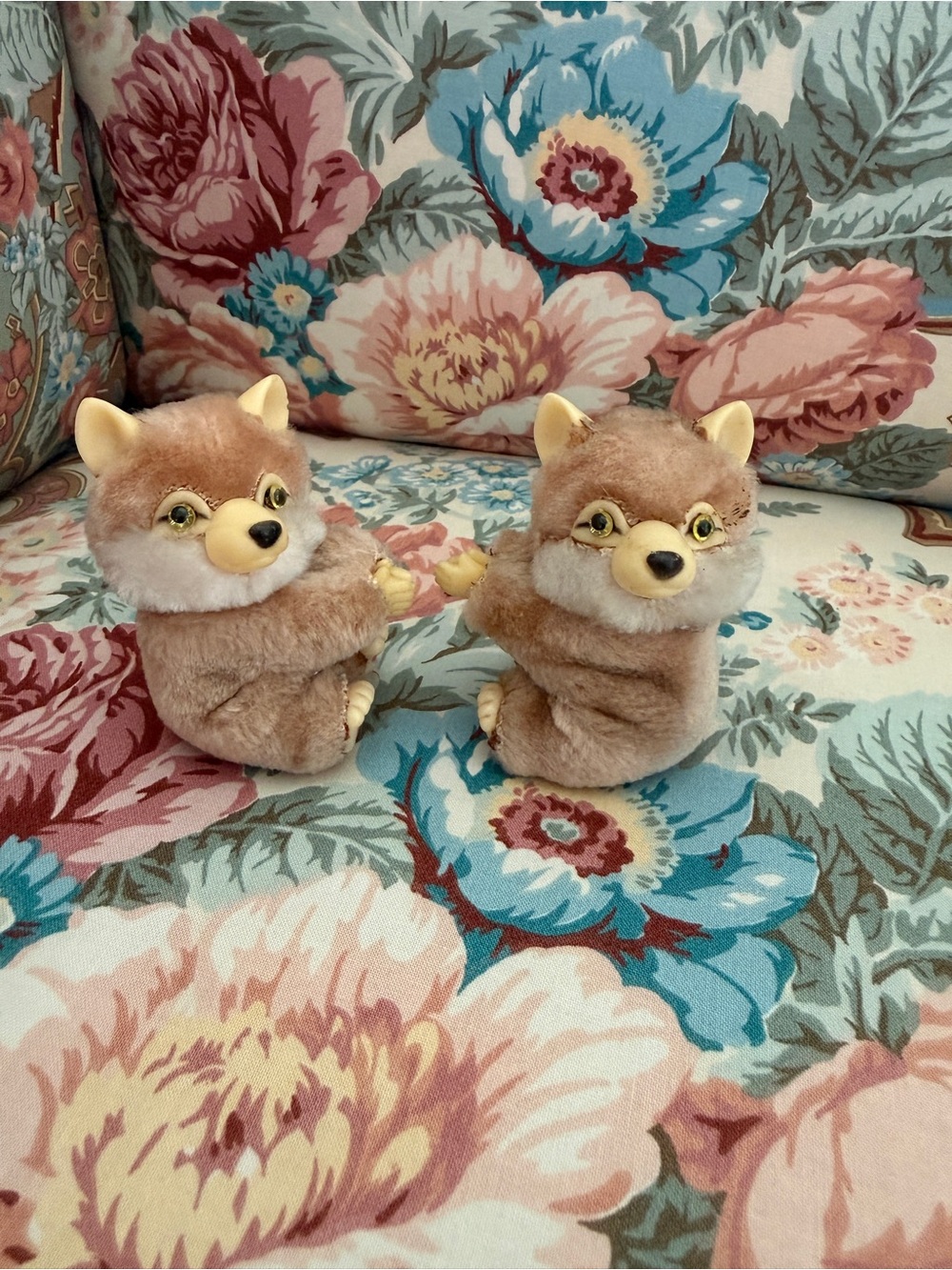 Vintage 1980’s- clip on hugger, fox plush pencil topper-set of 2